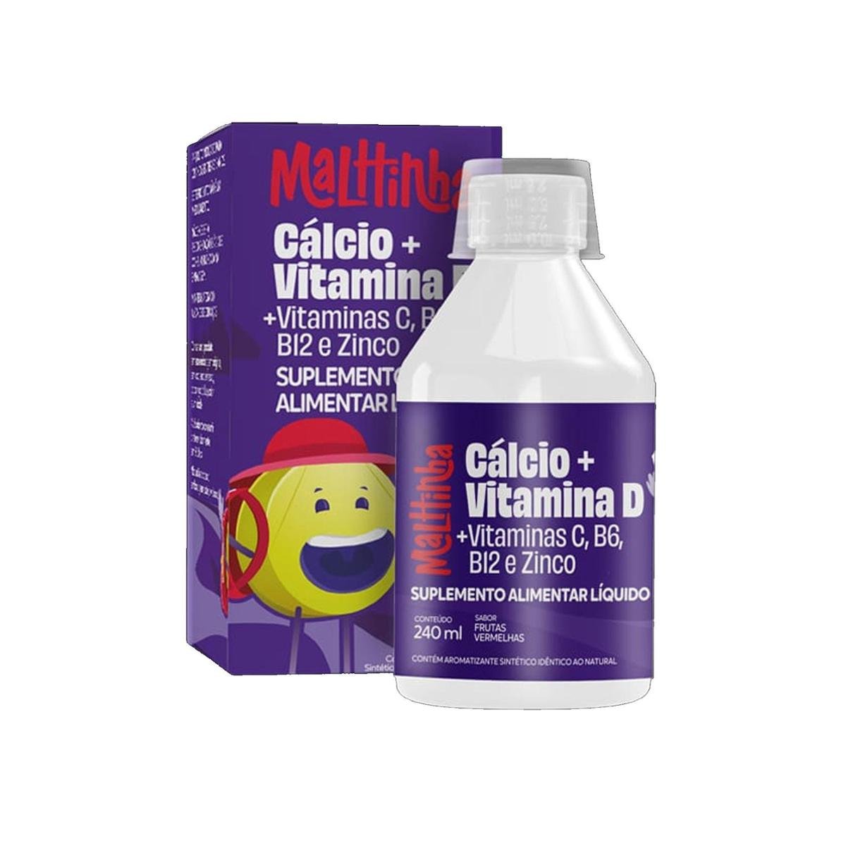 Cálcio + Vitamina D 240ml Sabor Frutas Vermelhas Malttinha Maltta
