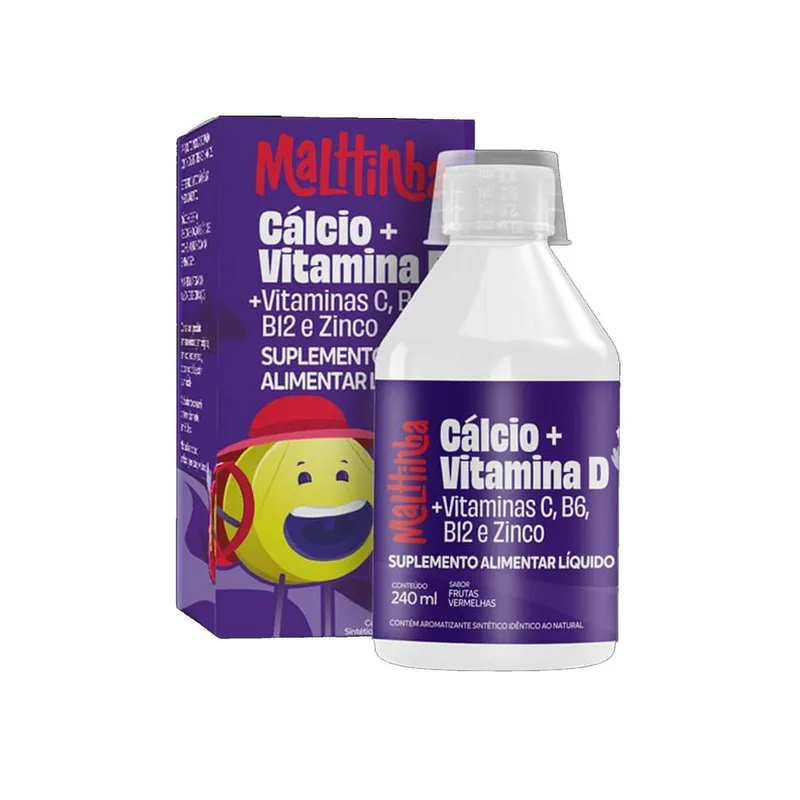 Cálcio + Vitamina D 240ml Sabor Frutas Vermelhas Malttinha Maltta