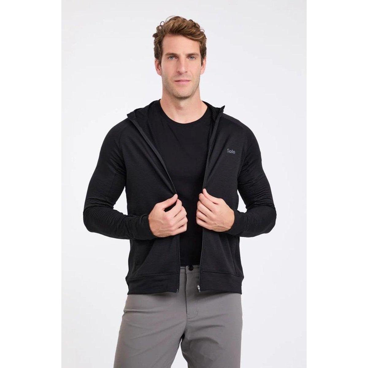 Jaqueta Solo Thermal Grid Hood Masculina Preta