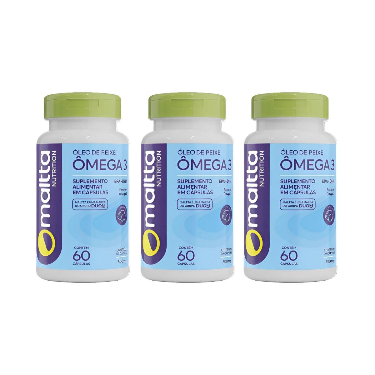 Kit 3x Ômega 3 EPA-DHA 1000mg 3x60 cápsulas Maltta Nutrition