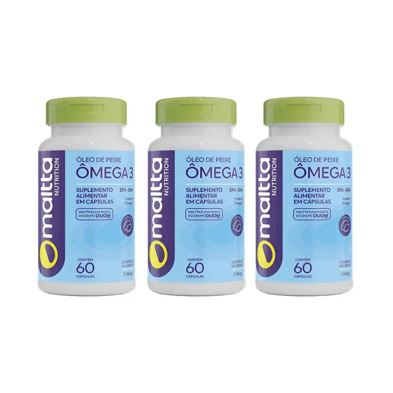 Kit 3x Ômega 3 EPA-DHA 1000mg 3x60 cápsulas Maltta Nutrition
