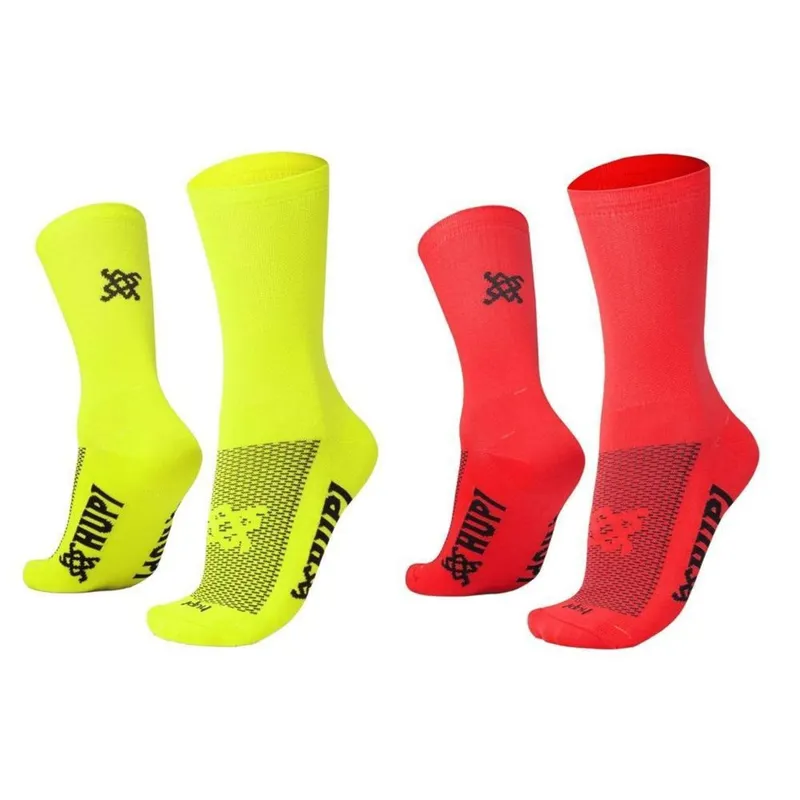 Kit 02 Pares Meia HUPI Corrida Bike Lisa Cano Médio, Tam 36-42