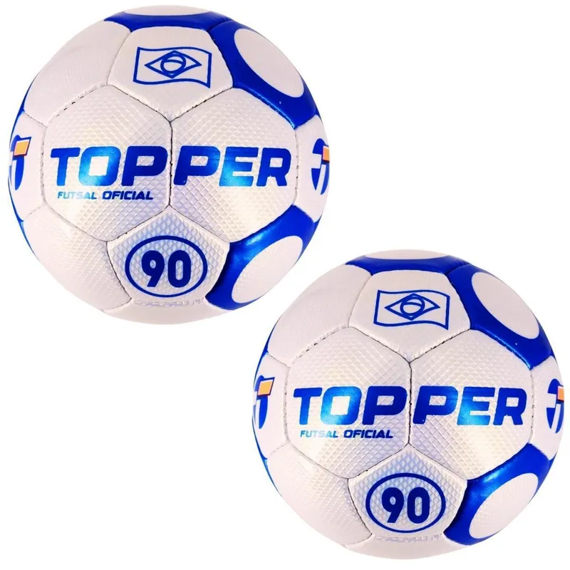 Kit 02 Bola De Futsal Topper 90 Oficial Costurada à Mão