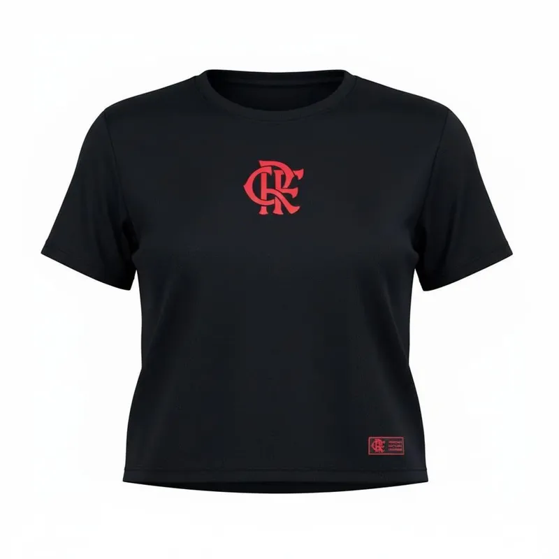 Camisa Flamengo Cropped Dry Feminina Rubro Negro