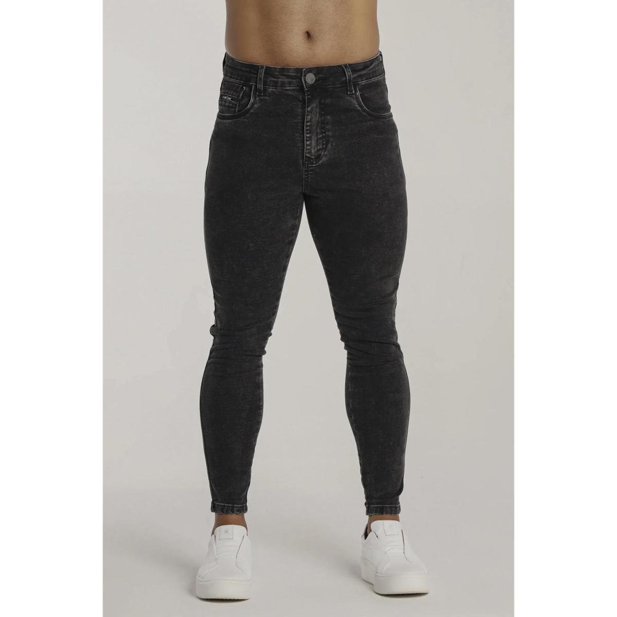 Calça Preta Marmorizada Skinny Masculina Codi Jeans Premium
