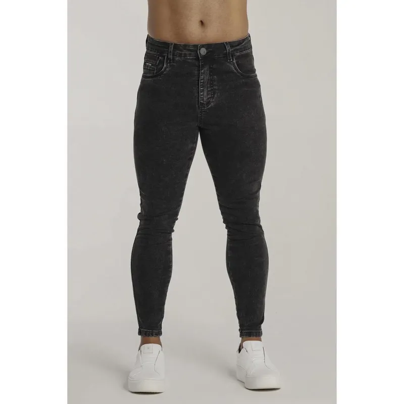 Calça Preta Marmorizada Skinny Masculina Codi Jeans Premium