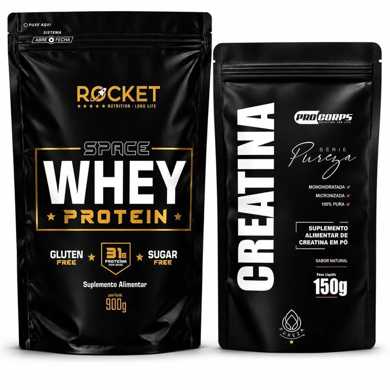 Kit Whey e Creatina Academia Hipertrofia Massa Muscular