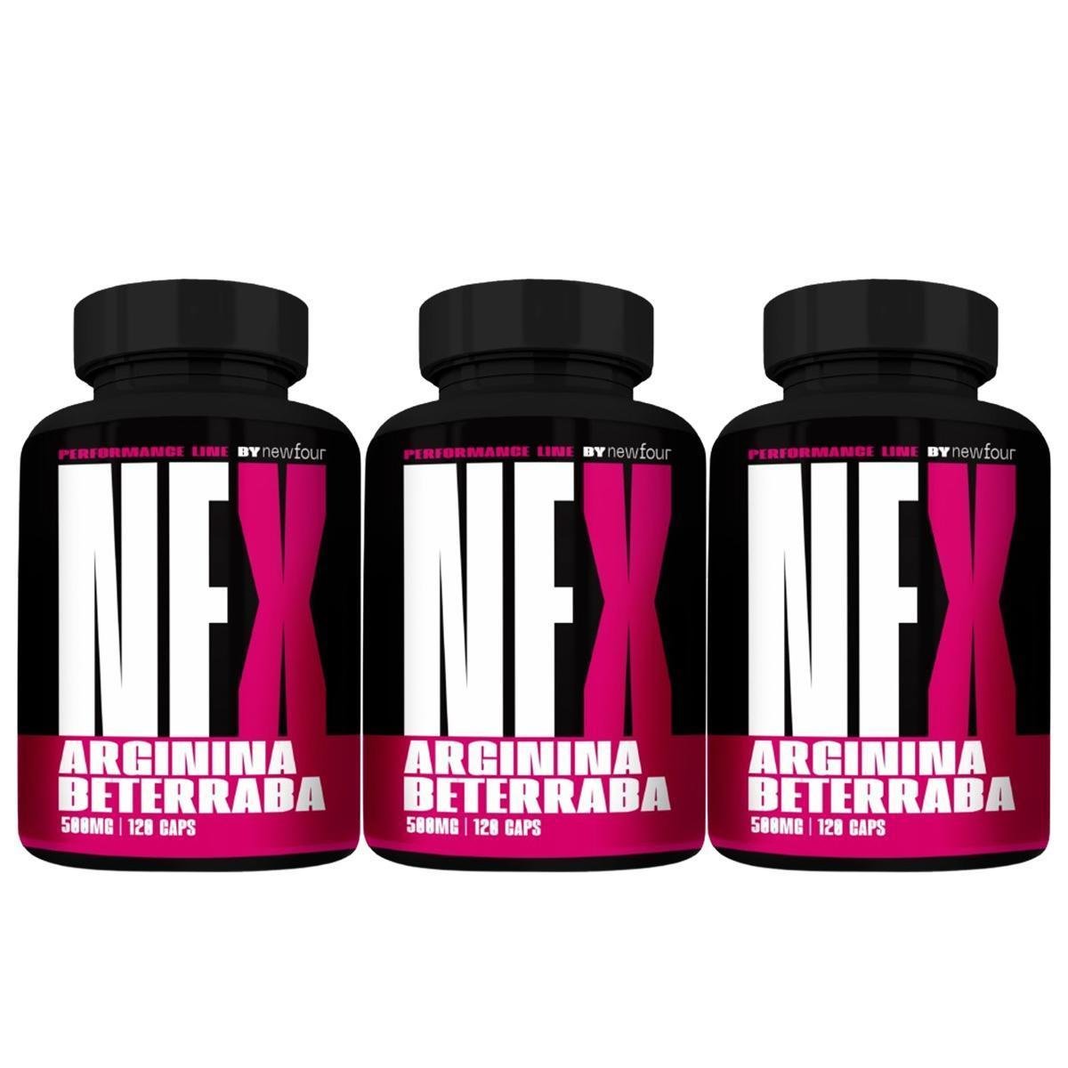 Kit 3x Arginina + Beterraba 500mg 120 caps New Four