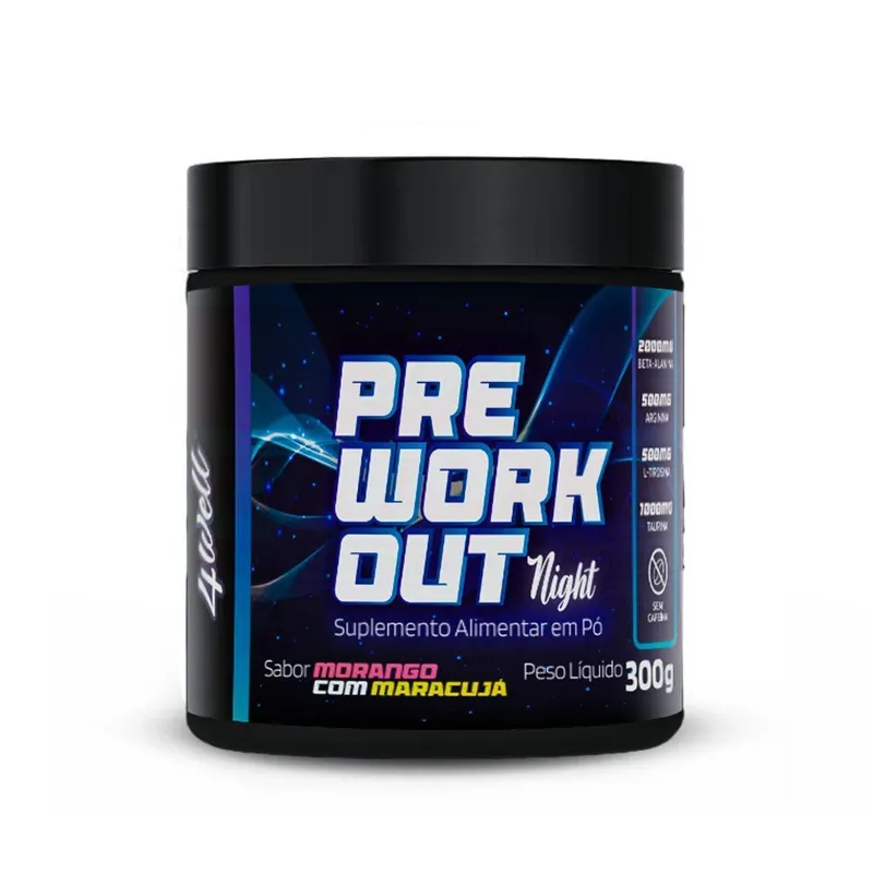 Pré Treino Pré-Workout 300g 4well - Sem cafeina Morango com Maracuja