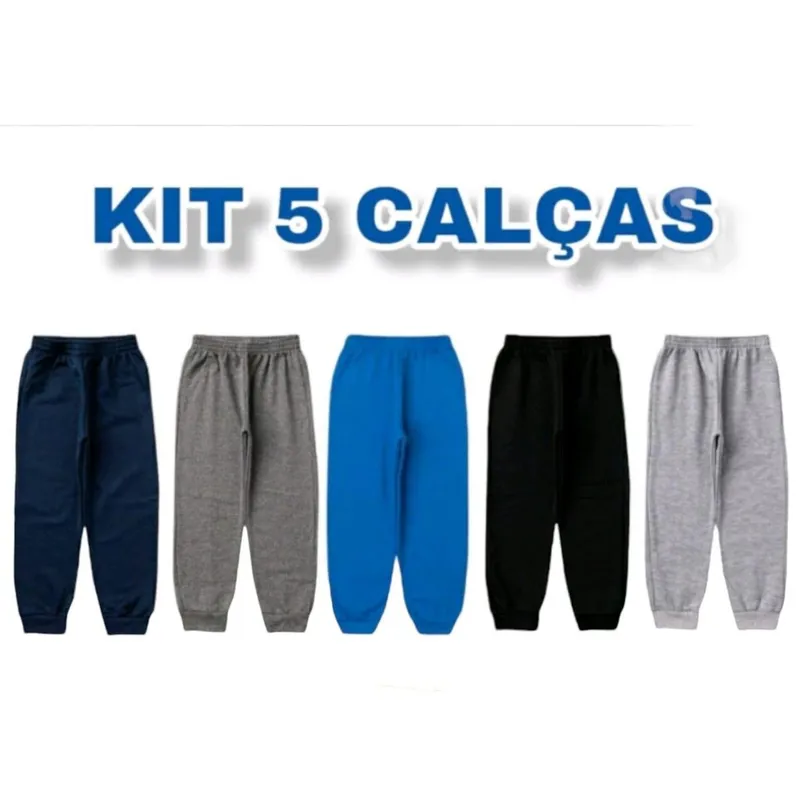 Kit 5 Calças Moletom Infantil Unisex Masculino Feminino