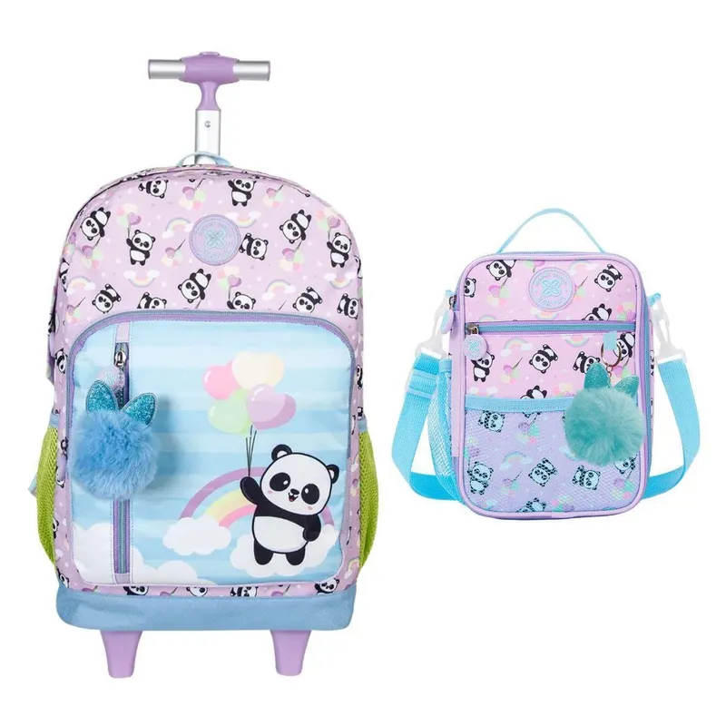 Kit Mochila De Rodinha + Lancheira Panda 13770