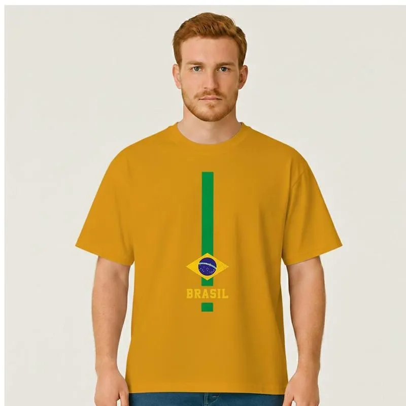 Camiseta Oversized BRASIL Vertical Masculina Algodão Premium