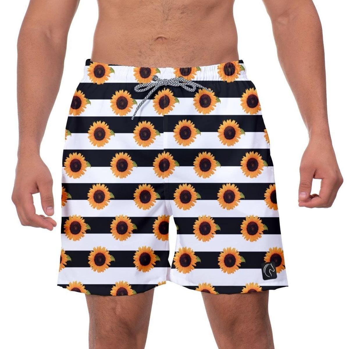 Short Praia Premium Masculino Academia Fitness Caminhada Girassol