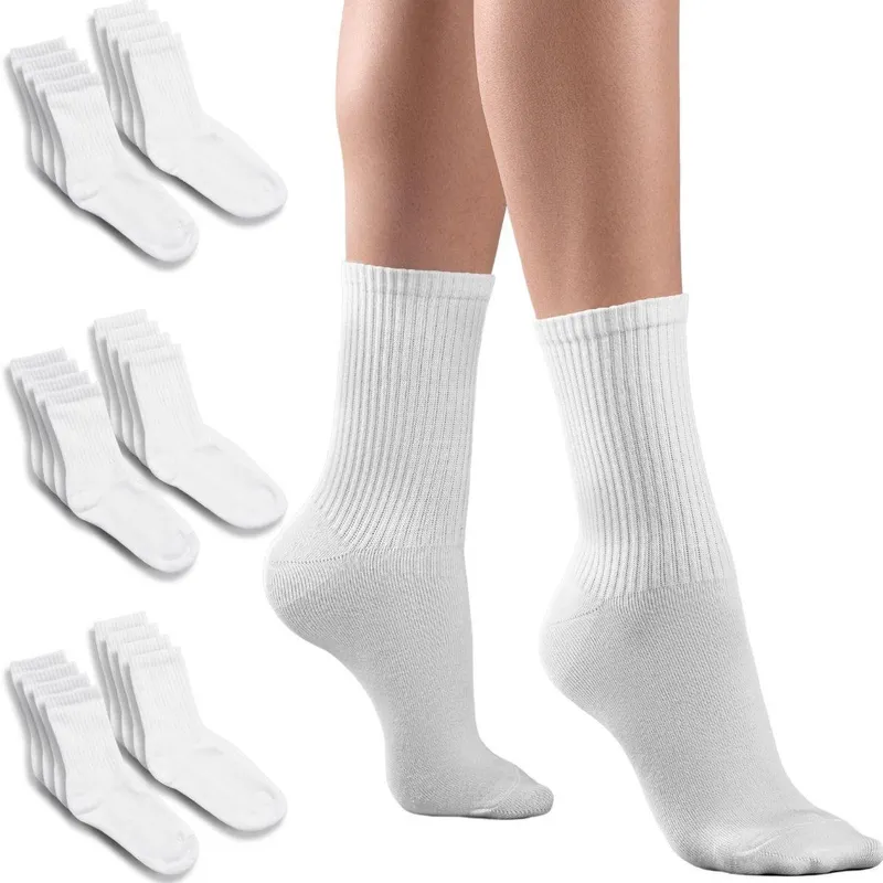 Kit 12 Pares Meia Alta Fitness Feminina Respirável