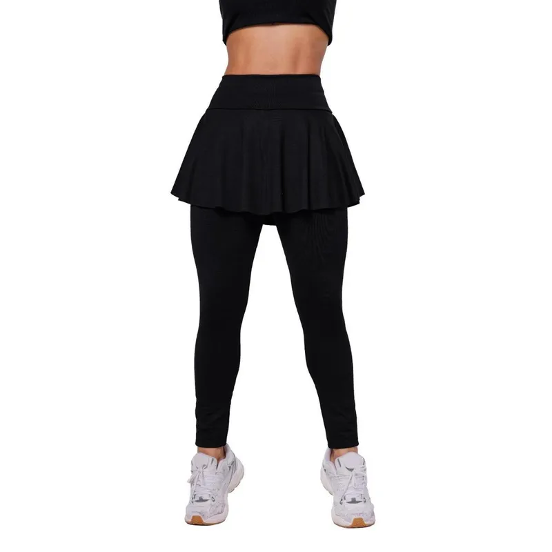 Calça Legging Saia Babado Tapa Bumbum Fitness Academia WOLFOX Em Suplex