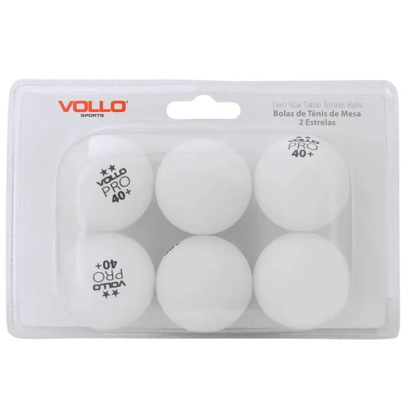 Kit Bola de Tênis de Mesa Vollo 2 Estrelas c/ 6 Unidades