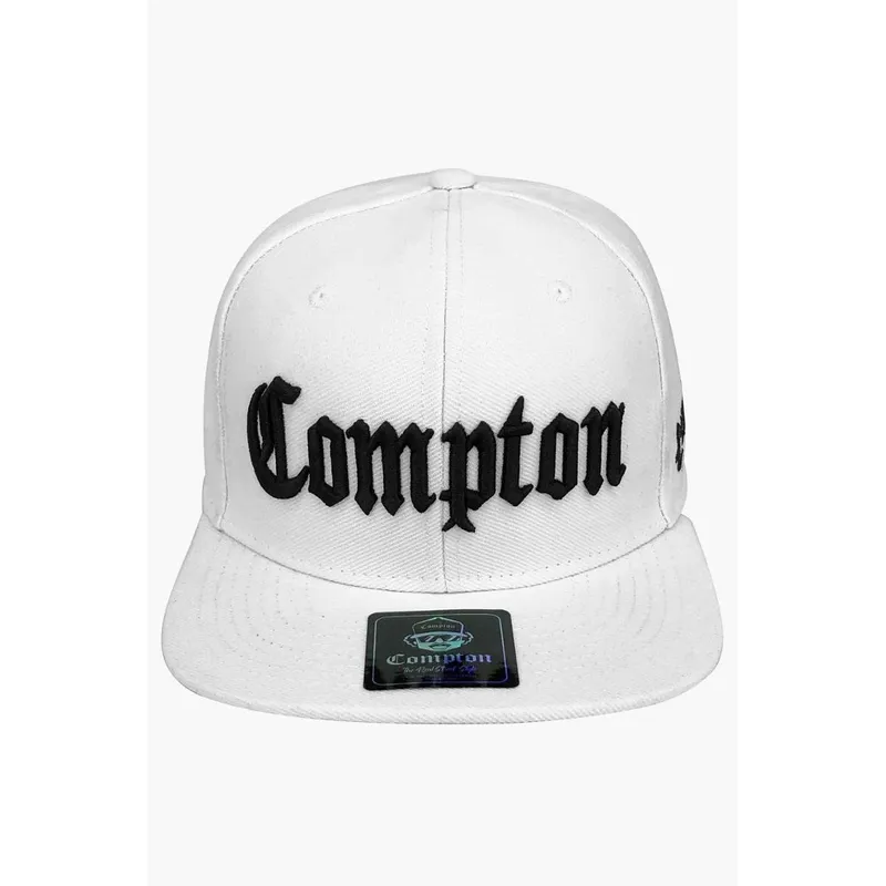 Boné Compton Aba Reta Snapback Classic Branco
