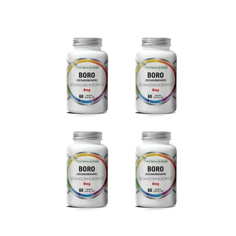 Kit 4 Boro Decahidratado 8mg 4x60 Caps Flora Nativa