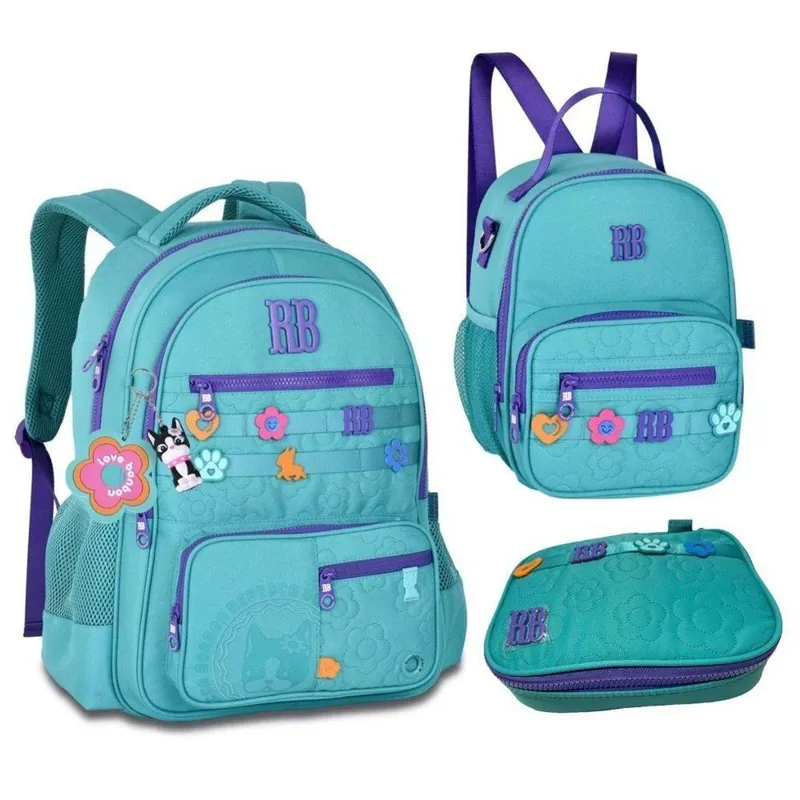Kit mochila escolar feminina com lancheira e estojo box Rebecca Bom bom original