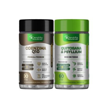 Kit NutriBalance, Coenzima Q10, Ômega 3, Vitamina E e Quitosana e Psyllium, Denavita