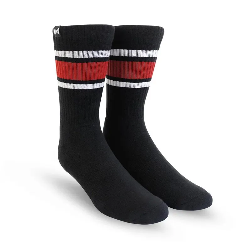 Meia Norden Old Style Stripe Preto e Vermelho