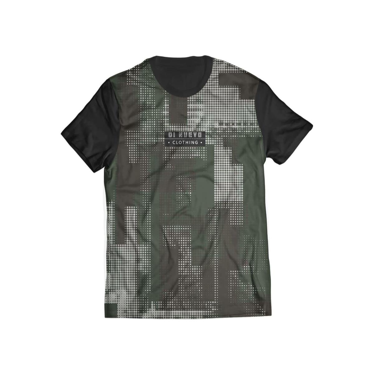 Camiseta Circuit Placa Estilo Abstrata Branca, Verde e Marrom