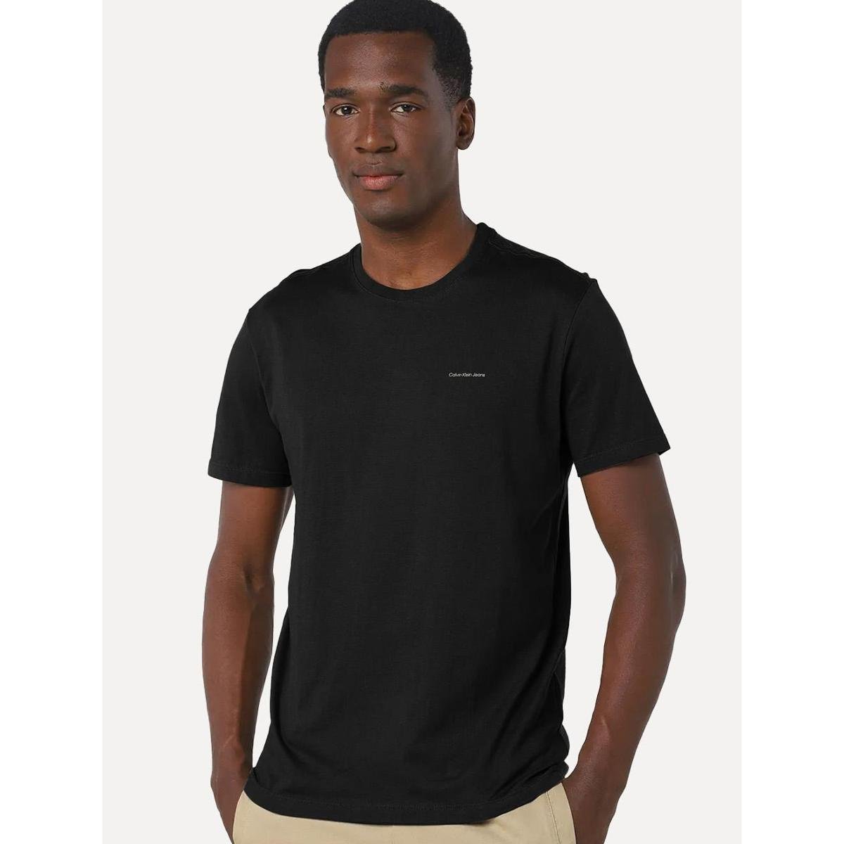 Camiseta Calvin Klein Jeans Masculina Light New Nape Logo Preta