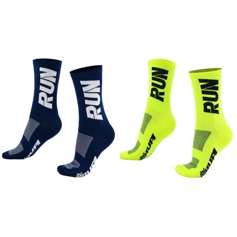 Kit 02 Pares Meia Corrida HUPI Run Azul e Amarelo