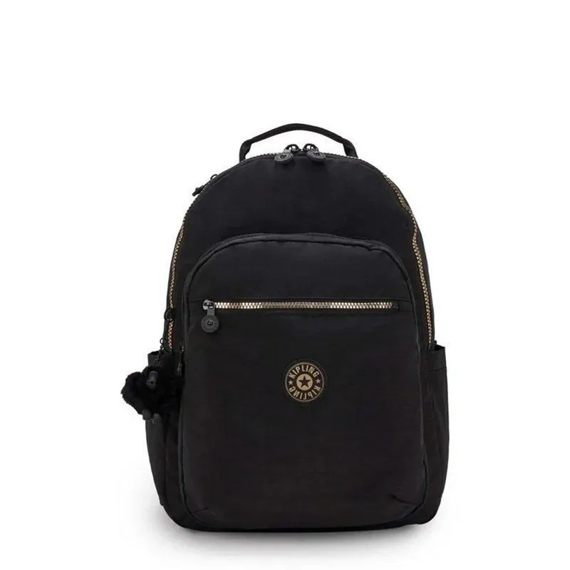 Mochila Kipling Seoul Preto e Dourado