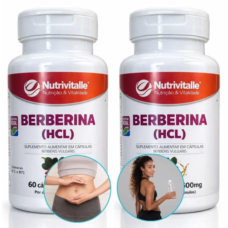 Kit 2 X Berberina HCL Nutrivitalle 1500mg 60 caps Original