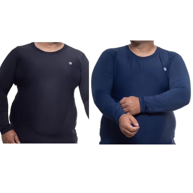 Kit 2 Camisa Masculina Térmica Plus Size Proteção Uv50 Manga Longa