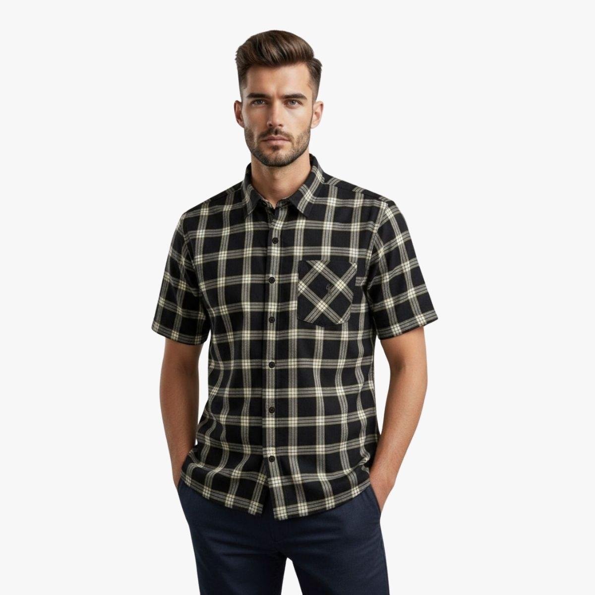 Camisa Masculina Manga Curta Xadrez Algodão Medson