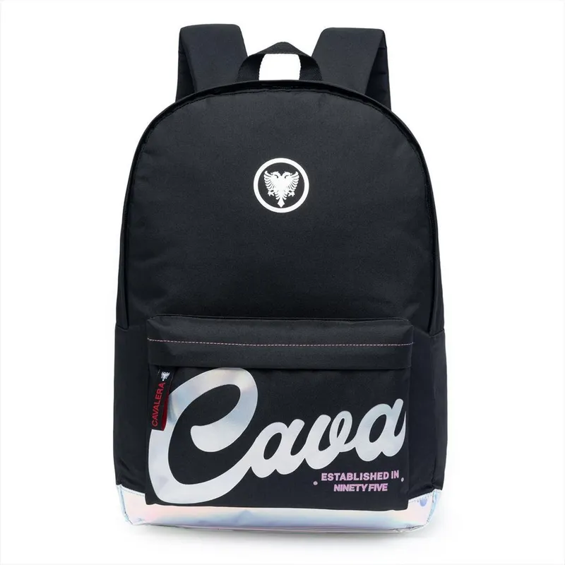 Mochila Escolar Espaçosa Preta Moderna Casual Resistente