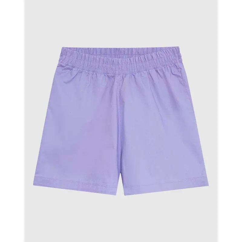 Shorts Feminino Cintura Alta Cós Elástico Em Tricoline