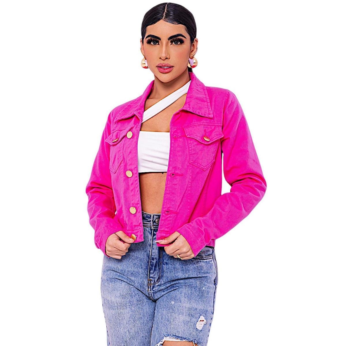 Jaqueta Feminina Pink Rosa e Colorida | Jeans | Brim | Denim