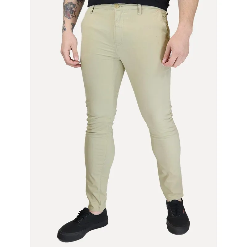 Calça Calvin Klein Jeans Masculina RE Issue Label Cáqui Claro