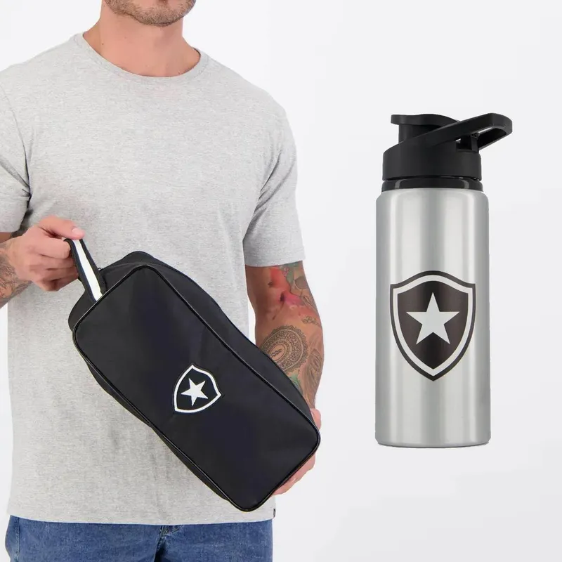 Kit Botafogo Porta Chuteira e Squeeze Alumínio