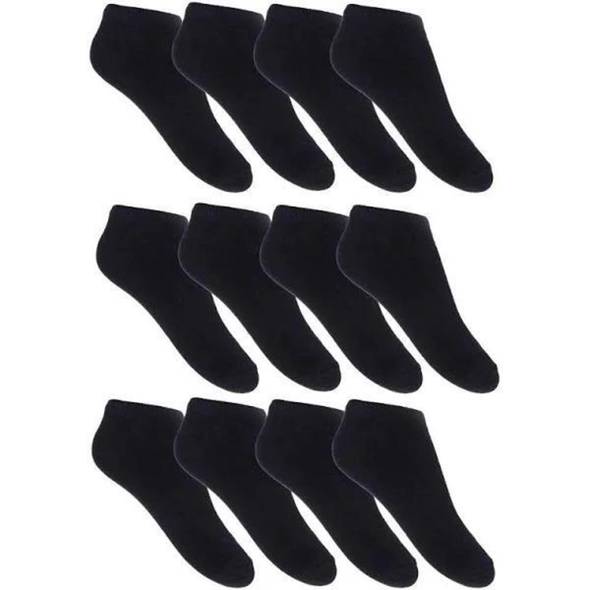 Meia Cano Baixo Masculino Preta Algodão Kit 12 Pares de Meias