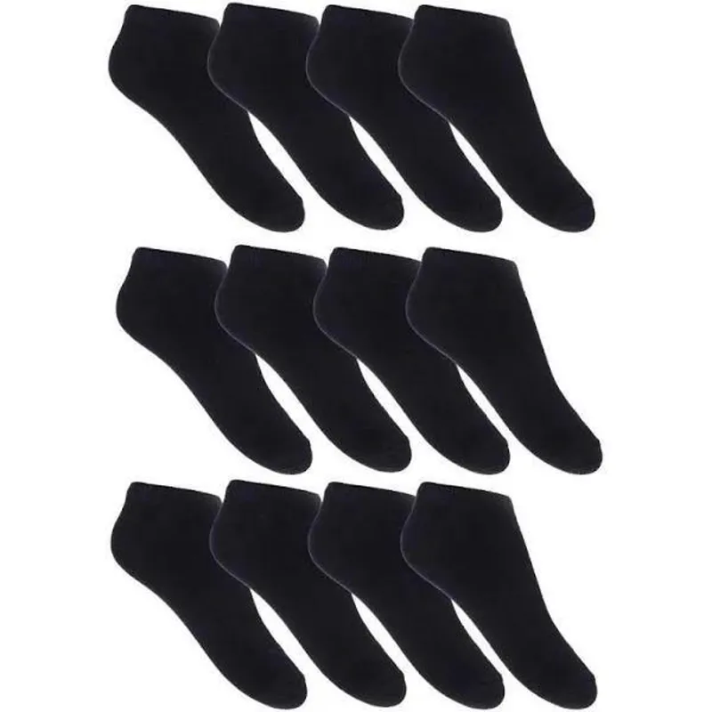 Meia Cano Baixo Masculino Preta Algodão Kit 12 Pares de Meias