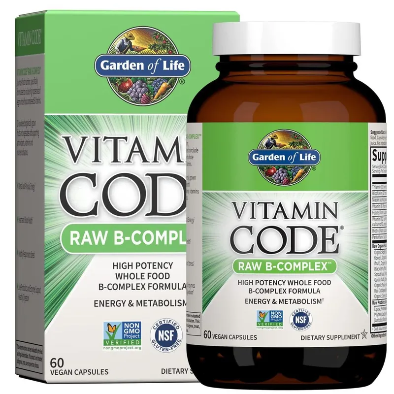 Suplemento Garden of Life Raw B Complex 60 cápsulas veganas