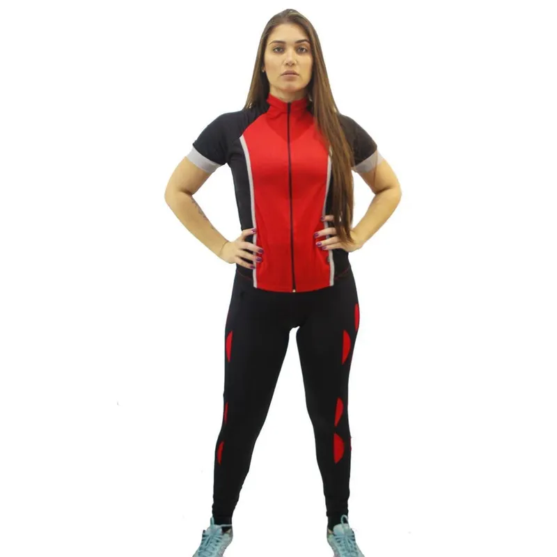 Calça Fuso Ciclismo DA Modas com Forro detalha em Rasgada Tecido em Poliamida- Feminina