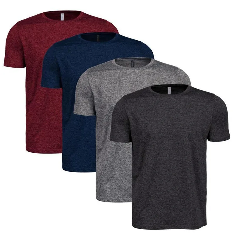 Kit 4 Camisetas Masculina Dry Academia Treino Plus Size - G4 - Preto-Chumbo-Cinza-Azul