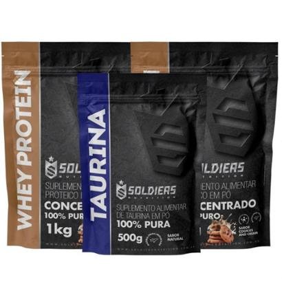 Kit: Whey Protein Concentrado 2kg + Taurina 500g - 100% Importado - Soldiers Nutrition
