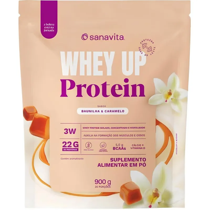 Whey Protein UP SANAVITA 3W Isolado Concentrado Hidrolisado Suplemento de Proteína com BCAA