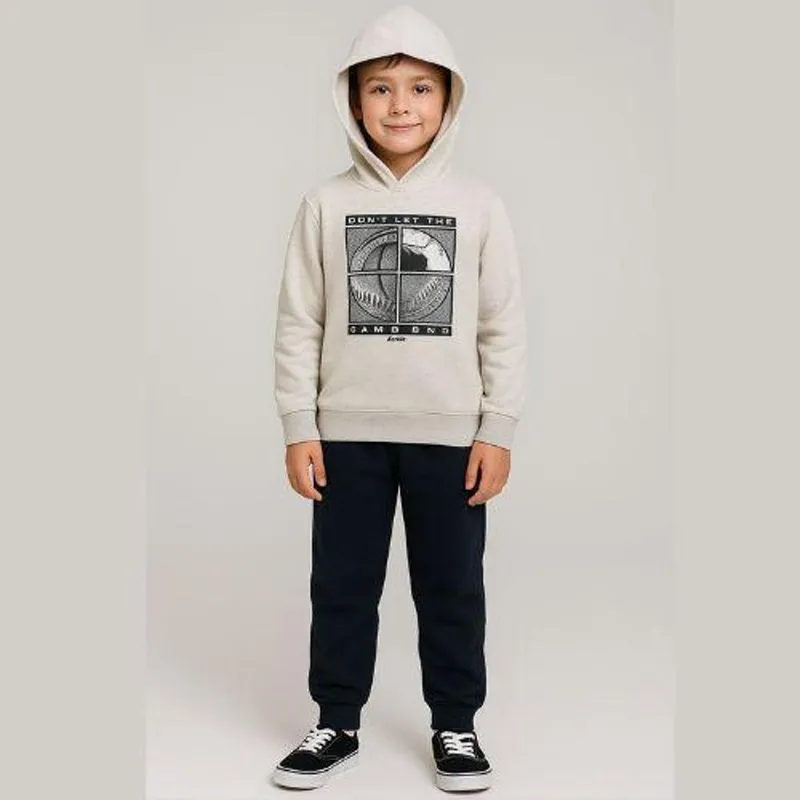 Conjunto Infantil Moletom com Capuz Menino – Estampa “DON’T LET THE GAME END”