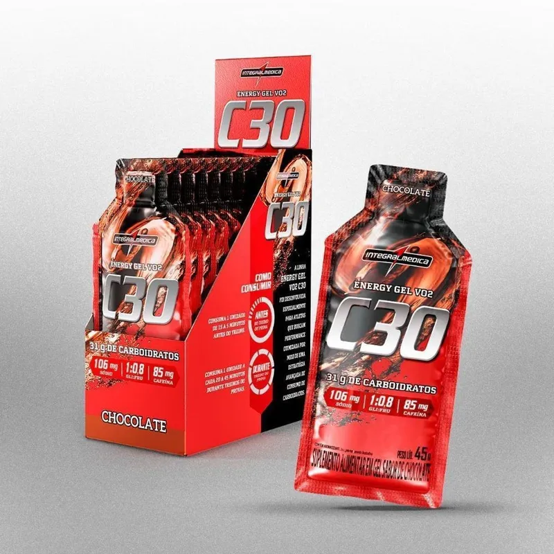 Gel de Carboidrato VO2 Energy Gel C30 com Cafeína 450g Integralmédica 10 unid