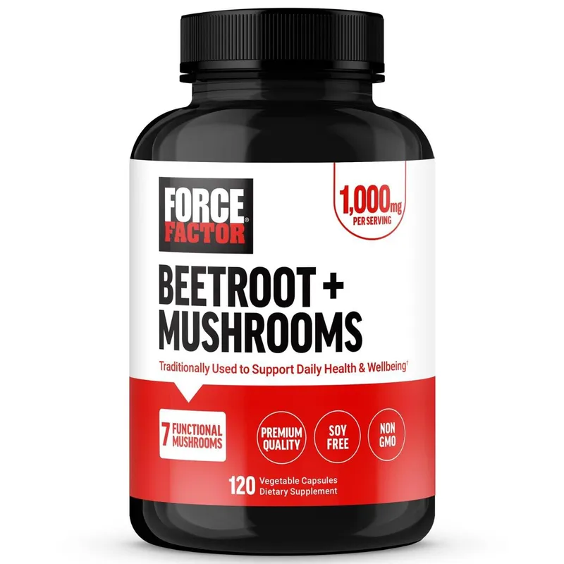 Suplemento Force Factor Beetroot + Mushrooms 120 cápsulas