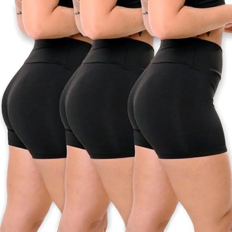 Kit 3 Shorts Bermudas Treino Leg Legging Fitness Cintura Alta 155