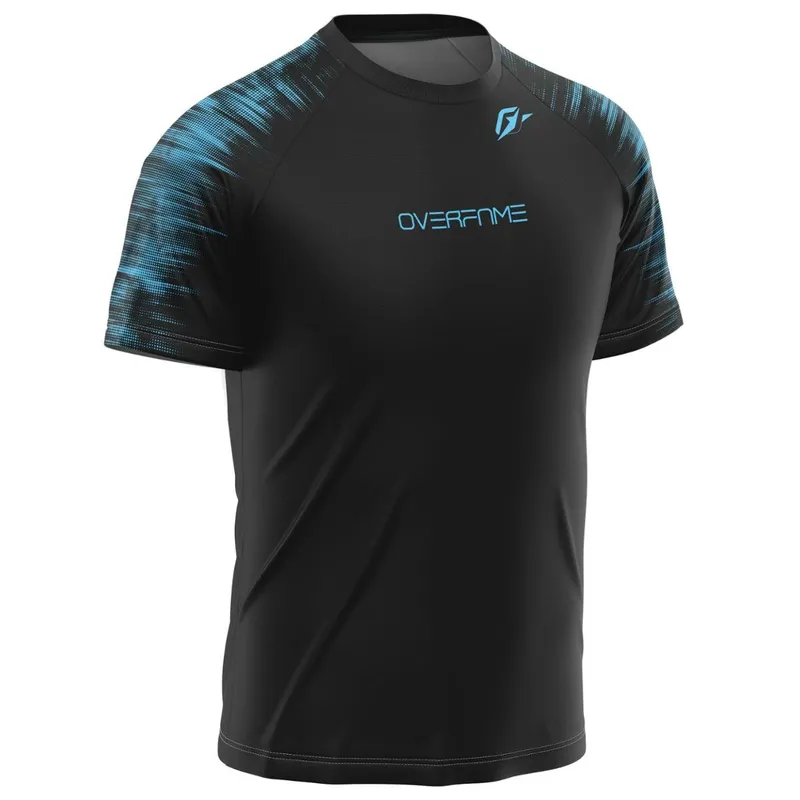 Camiseta Raglan Unissex OverFame Tecnodots Preto Azul