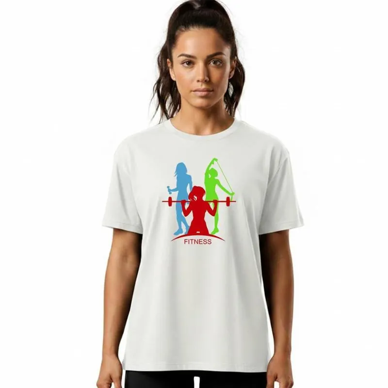 Camiseta Feminina Algodão Premium FITNESS COLORS Caminhada Academia